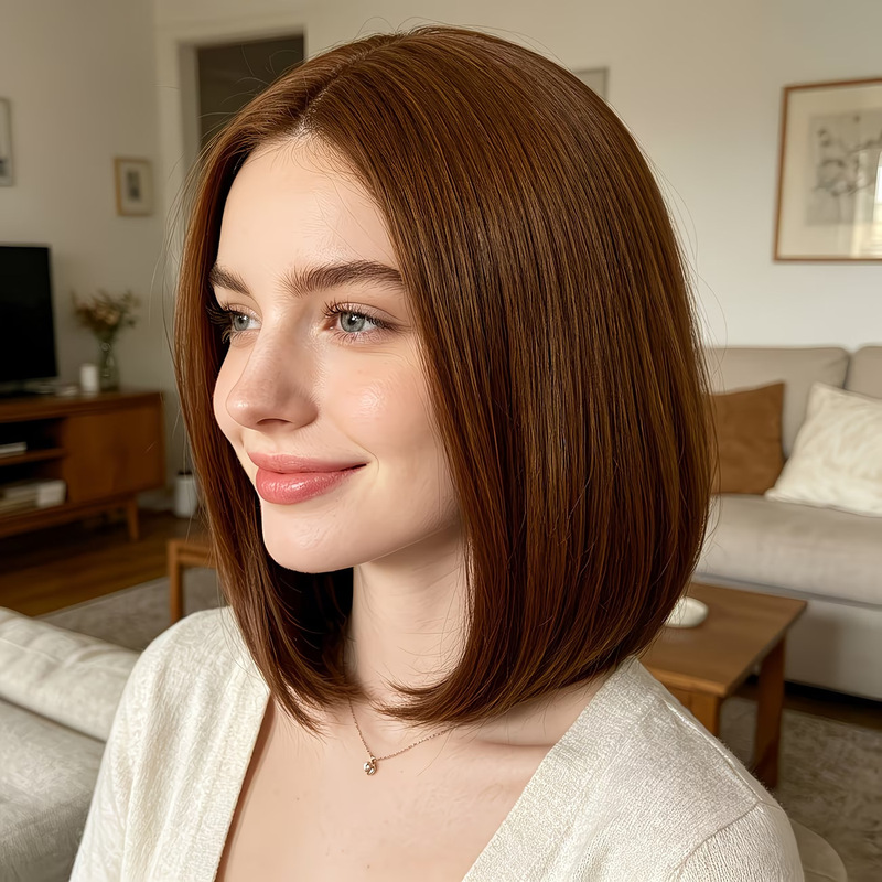 Wig Fiber Net - Peruca curta estilo bob com franja