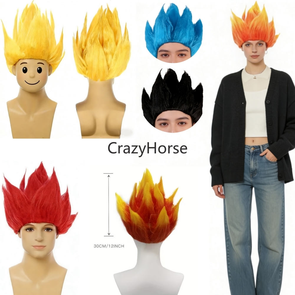 Cosplay Flame Prop - Peruca de Cosplay Saiyan para Adultos,