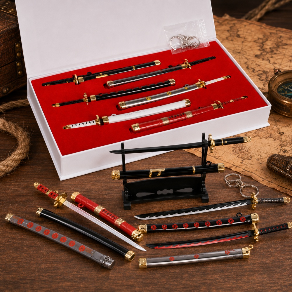 Cosplay Prop Katana - Conjunto de Chaveiros de Espada Zoro