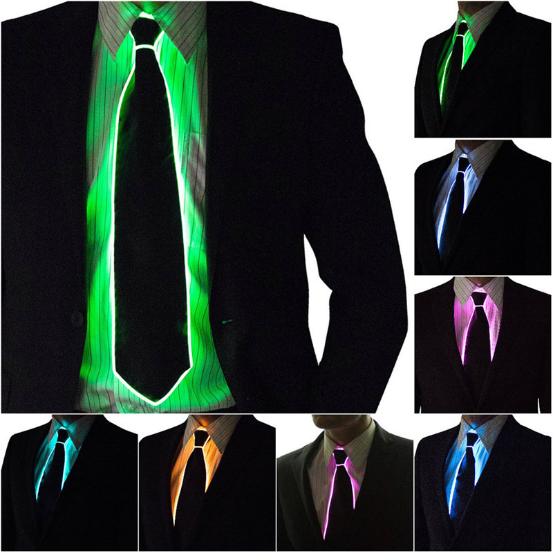 Led El Wire - Gravata brilhante masculina el fio neon