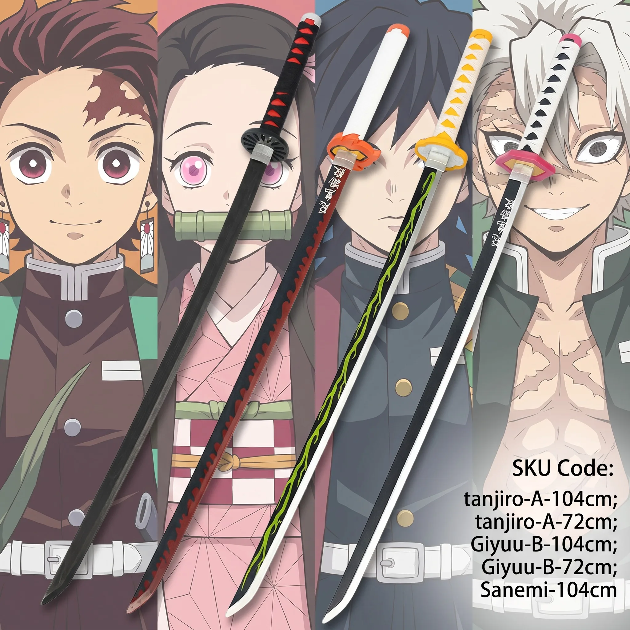 Cosplay Prop Katana - 72 104cm Katana Demon Slayer Tanjirou