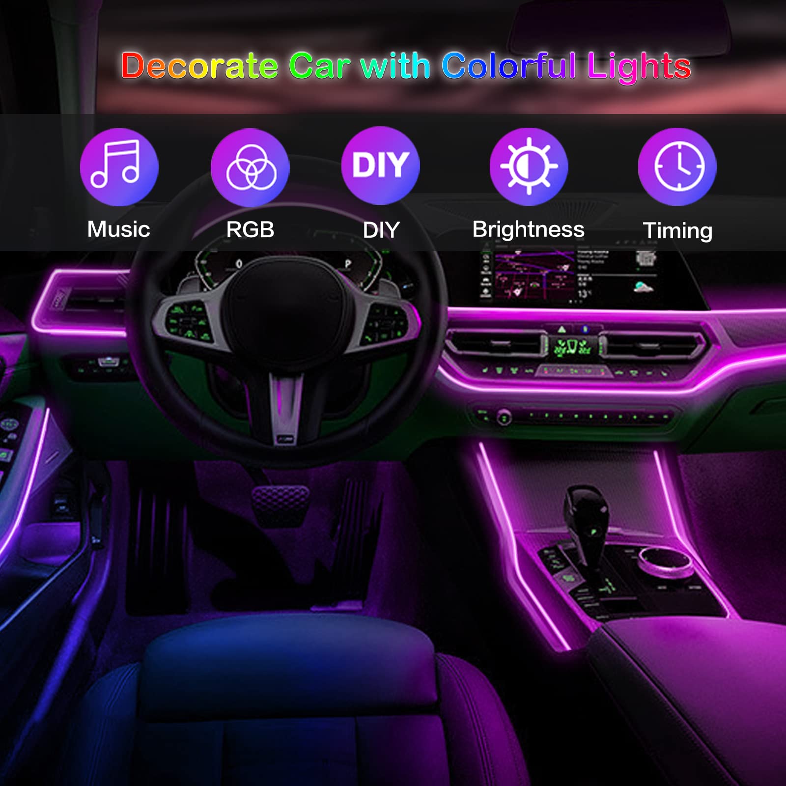 LED Car Interior Ambient Strip - Led El Wire avaliação e preço