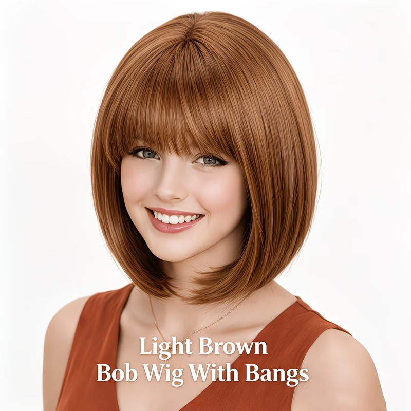 Peruca curta estilo bob com fr - Wig Fiber Net avaliação e preço