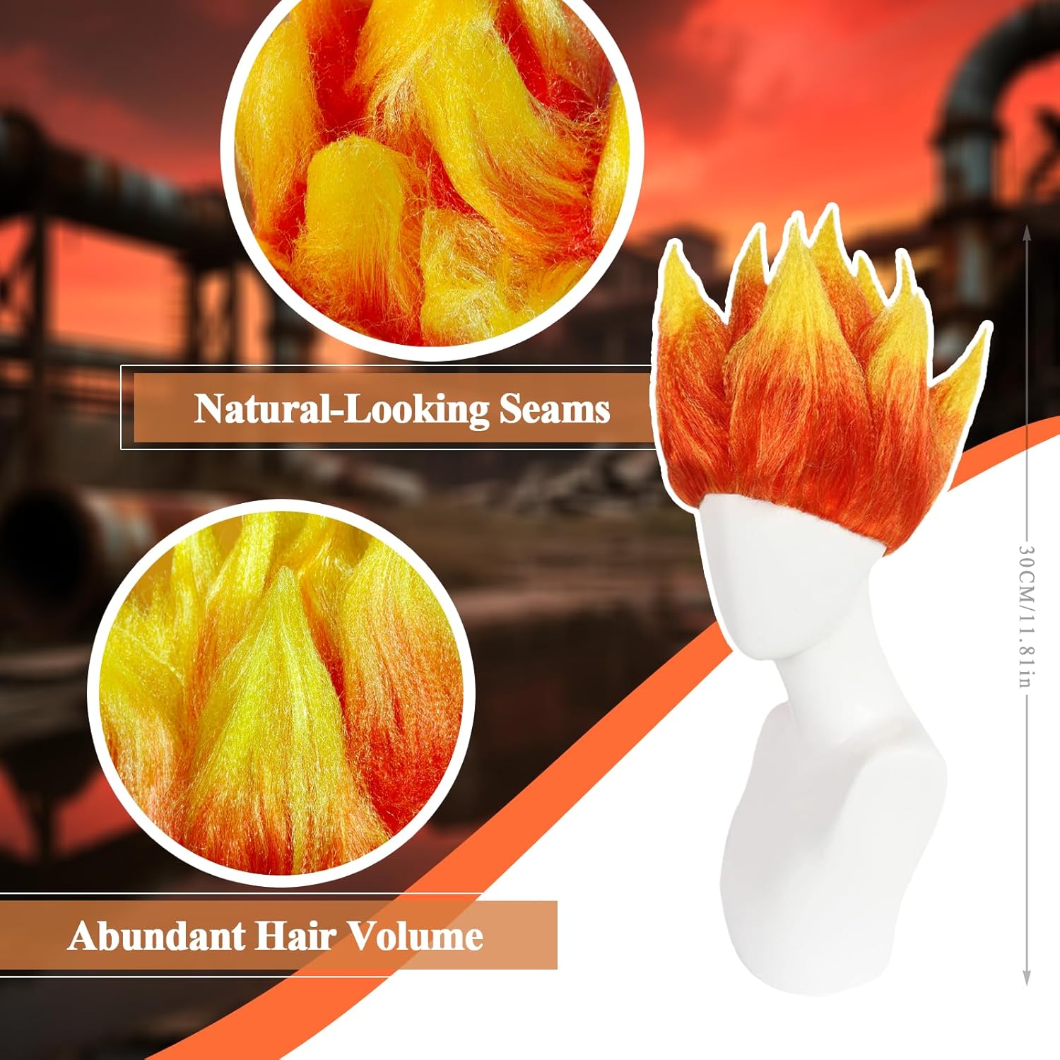 Peruca de Fantasia com Efeito  - Cosplay Flame Prop avaliação e preço