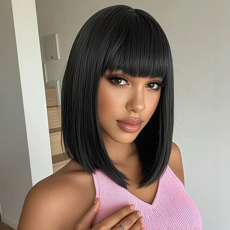 Peruca feminina curta e elegan - Wig Fiber Net avaliação e preço