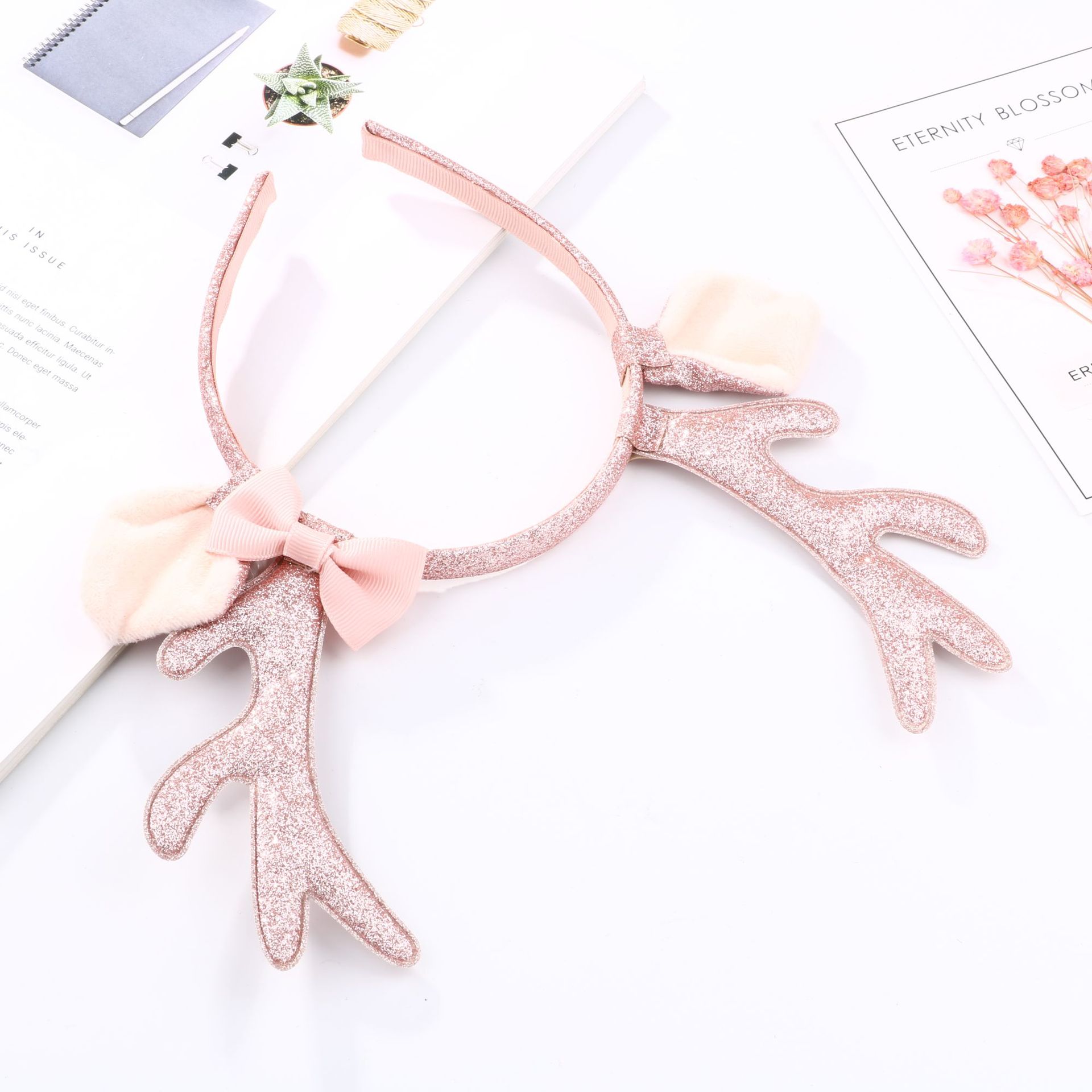 Tiara de Rena Rosa com Glitter - Cosplay Prop Bow avaliação e preço