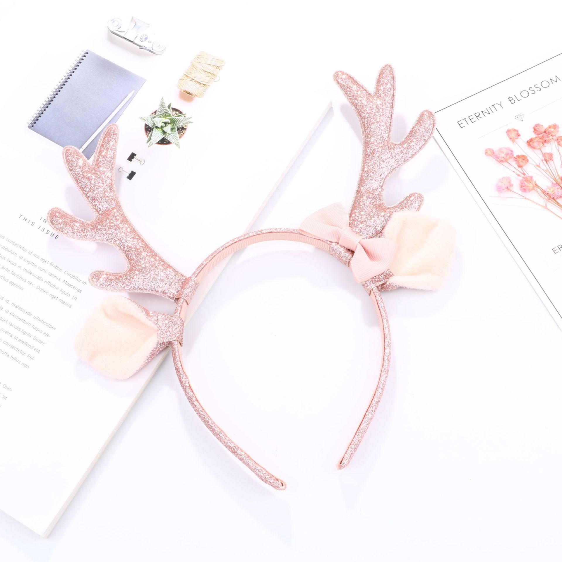Tiara de Rena Rosa com Glitter - Cosplay Prop Bow avaliação e preço
