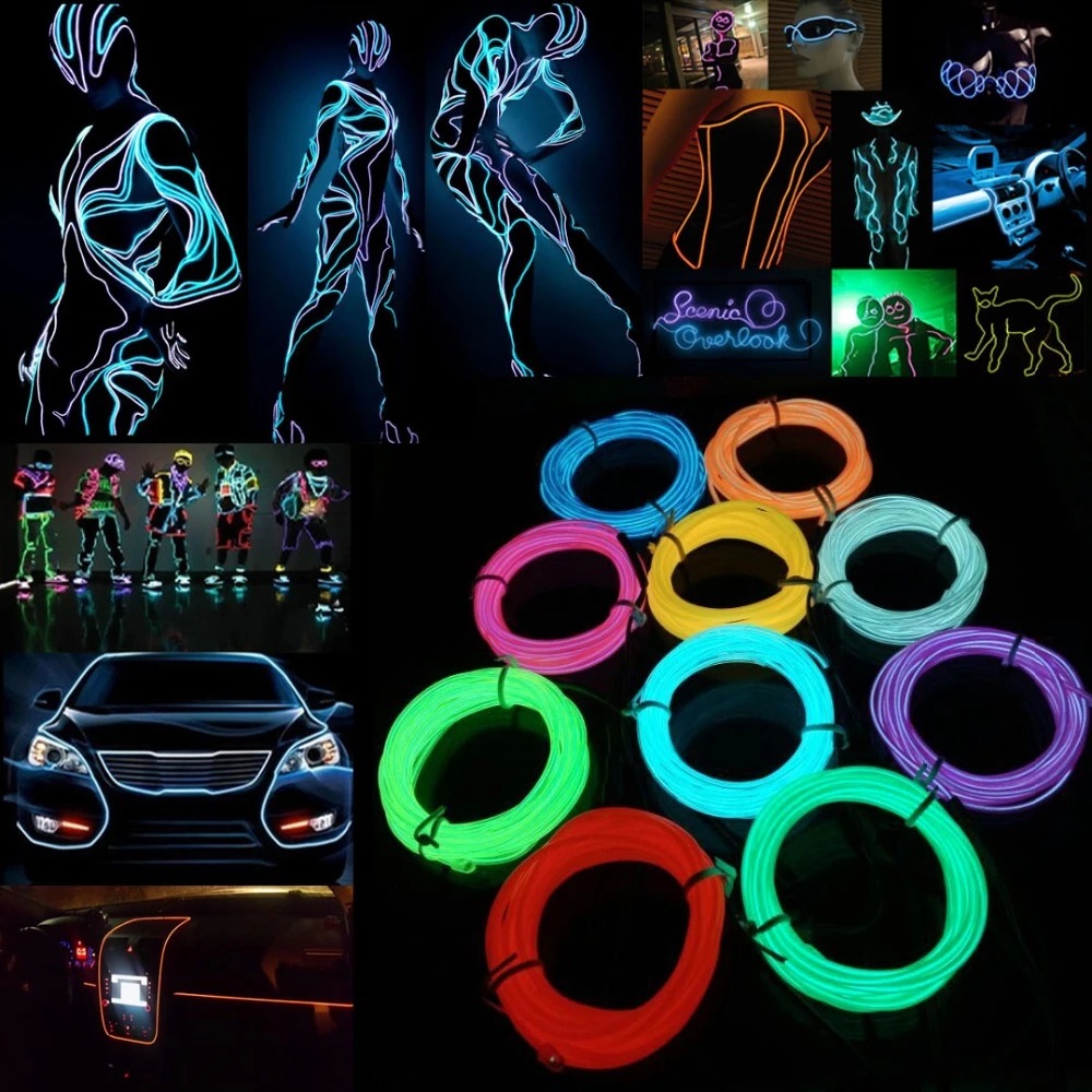 10m/5m/3m/1m 3v bateria 5v usb - Led El Wire avaliação e preço